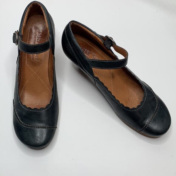 Josef Seibel Navy Blue Leather Mary Jane Retro Inspired Pumps S-192 Sz 10 - Picture 3 of 12
